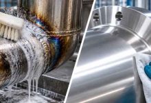 مقایسه فرآیند اسیدشویی و پسیواسیون استیل، نمایش پاک‌سازی آثار اکسیداسیون و تغییر رنگ جوش از سطح لوله استنلس استیل و آماده‌سازی سطح براق و مقاوم در برابر خوردگی